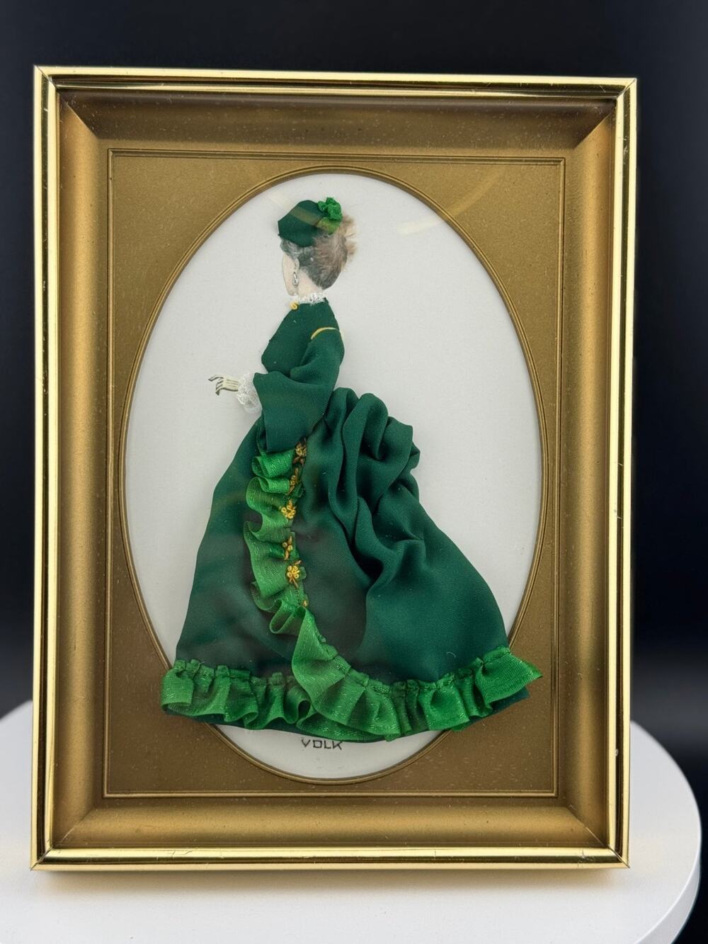 Green Dress Victorian Woman Diorama